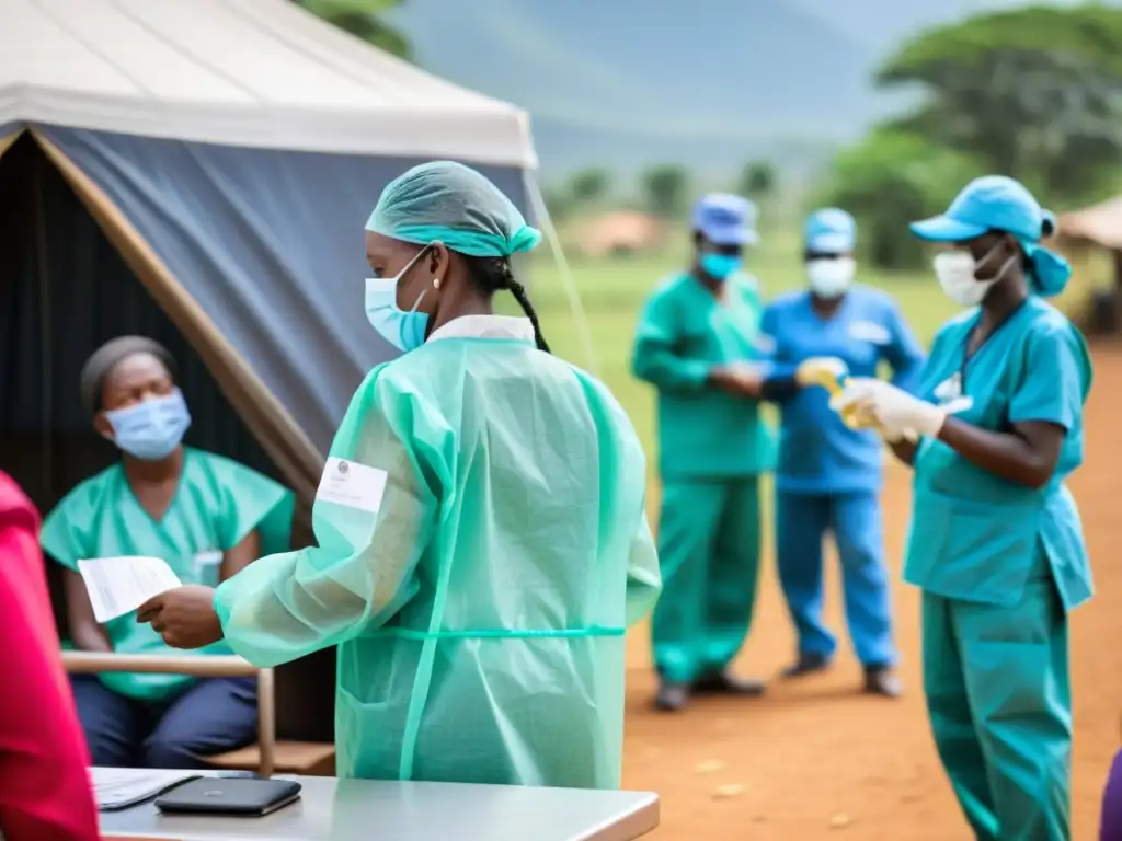 Profesionales de la salud de ONG brindan vacunas COVID en una clínica móvil en comunidad rural