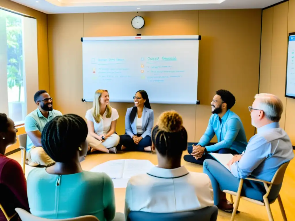 Profesionales y voluntarios discuten sobre capacitación profesional para ONGs en un ambiente inclusivo y colaborativo