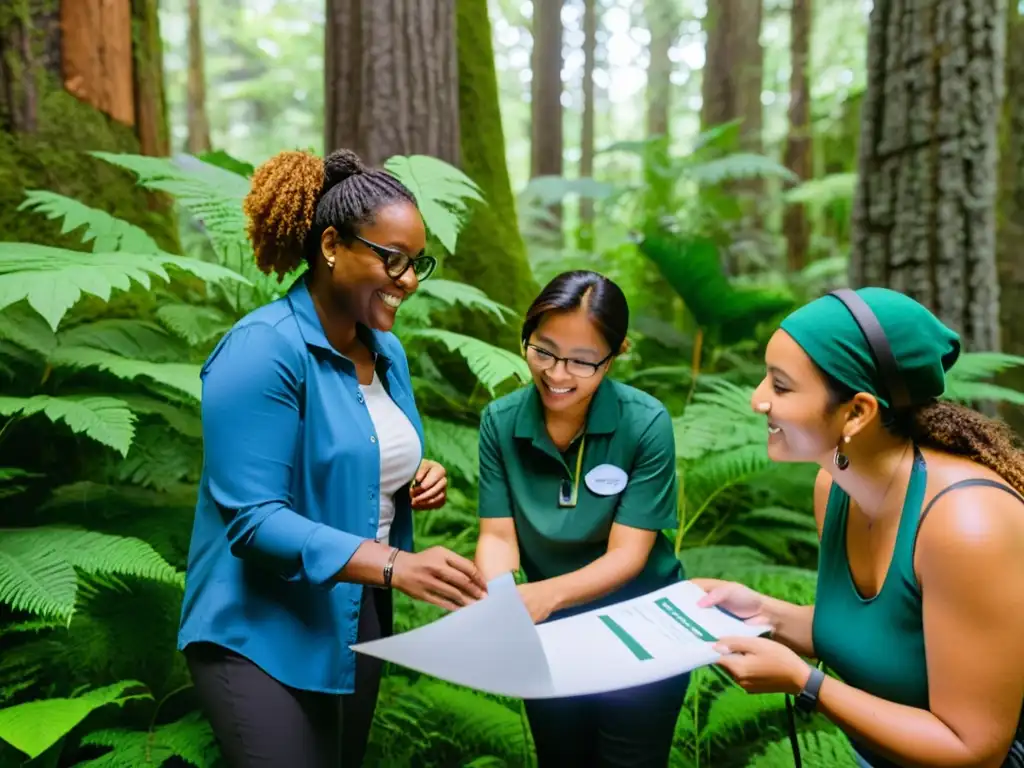 Programas innovadores para educación ambiental: educadores lideran taller en el bosque, fomentando inspiración y colaboración