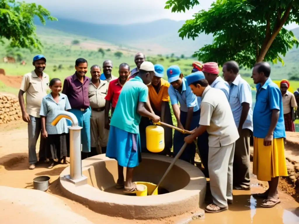 Proyecto de agua potable en comunidades: Instalación de pozo con colaboración entre habitantes y ingenieros en una aldea, resalta unidad y esperanza