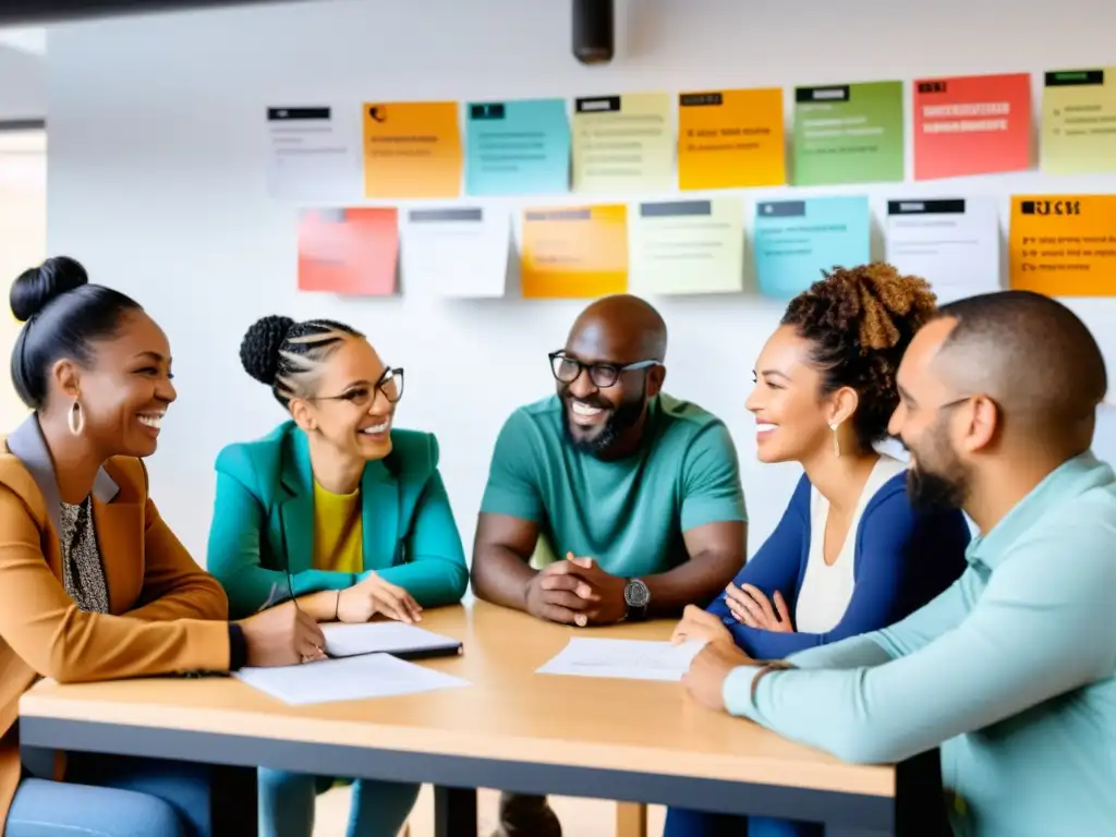 Un vibrante encuentro de diversidad y colaboración en un centro comunitario, promoviendo alianzas estratégicas en economía social