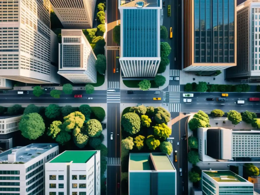 Vista aérea de una ciudad vibrante, reflejando la complejidad de las regulaciones financieras y gestión de activos para ONGs