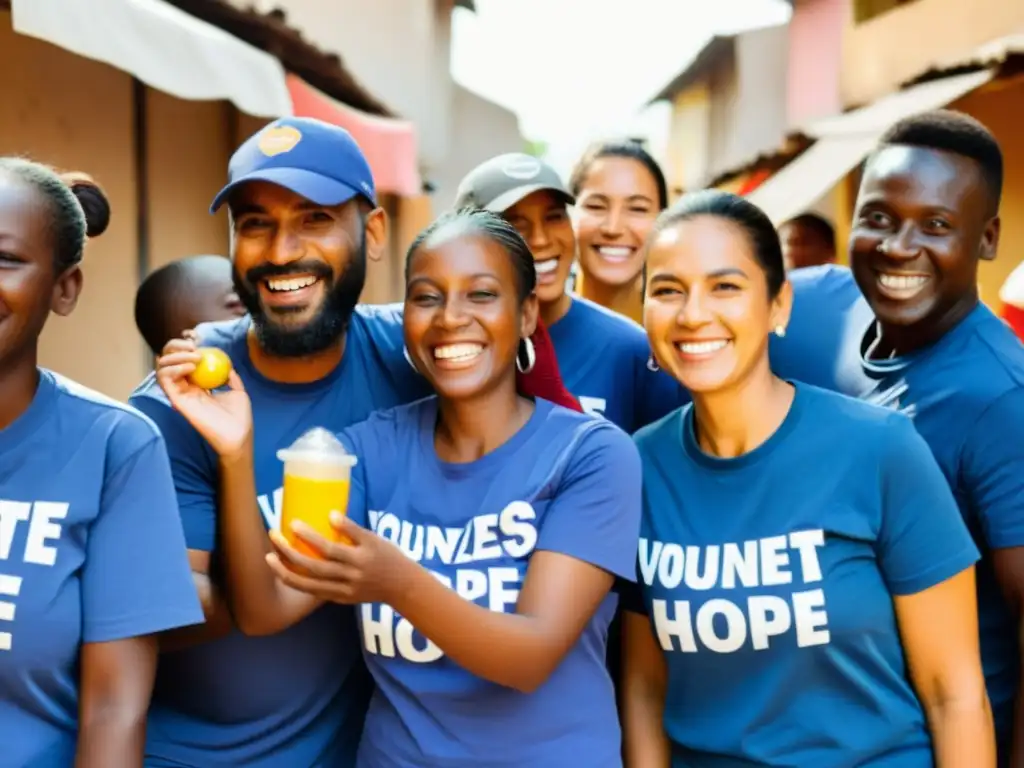 Voluntarios distribuyen alimentos y suministros a comunidad necesitada, reflejando impacto positivo de estrategias diversificación ingresos ONGs