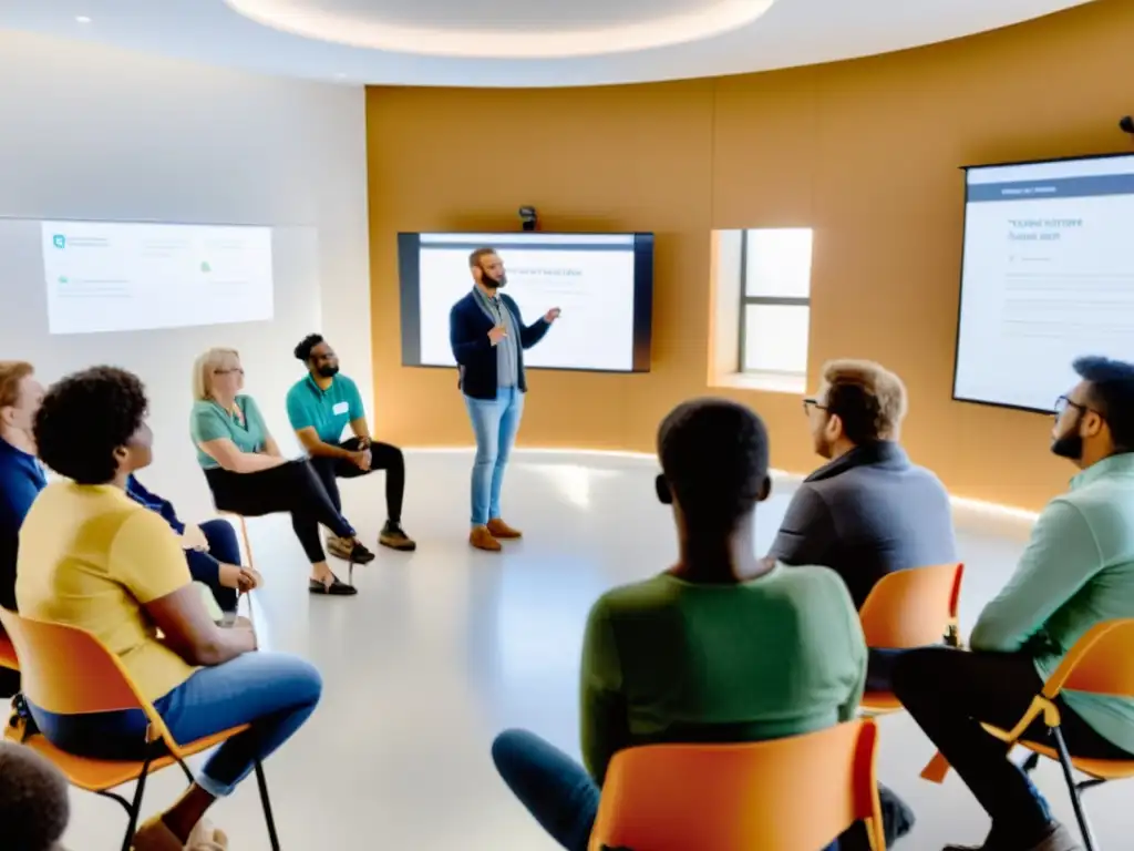 Voluntarios participando en capacitación en habilidades digitales con instructor