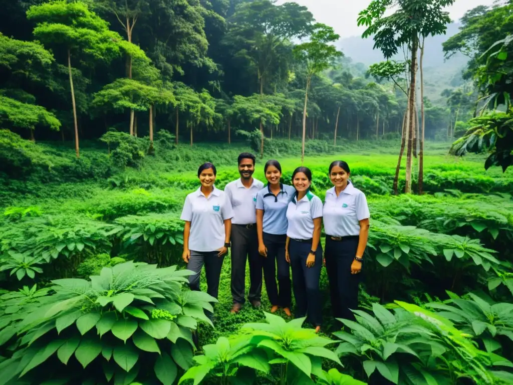 Voluntarios comprometidos en la selva, plantando árboles y liderando talleres