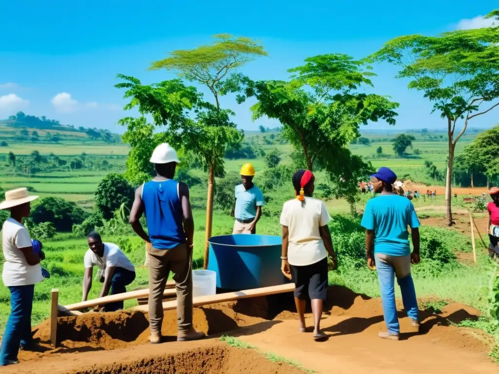 Voluntarios y comunidad construyen infraestructura sostenible en aldea rural