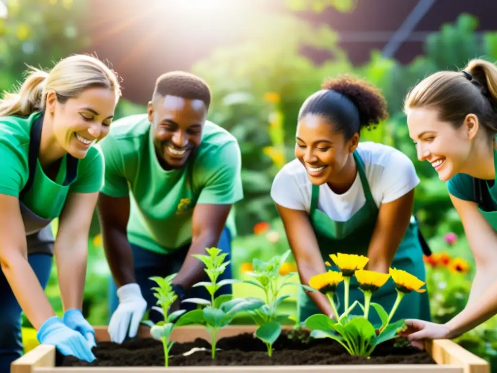 Voluntarios construyen jardín comunitario sostenible