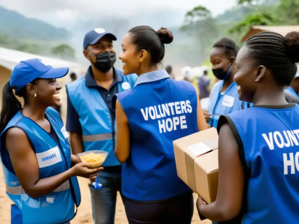 Voluntarios en crisis distribuyendo ayuda y apoyo a familias afectadas