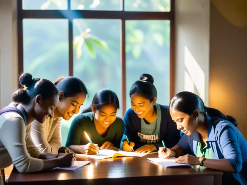 Análisis con Compasión: Voluntarios de ONG en Acción Voluntarios de ONG analizan con empatía las cartas de la comunidad, mostrando el compromiso de la organización con el análisis de sentimiento en ONGs