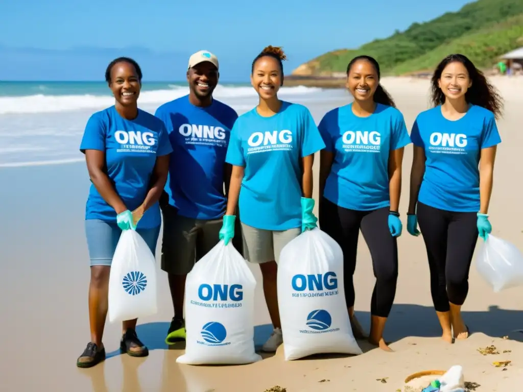 Voluntarios y miembros de la comunidad limpian playa, usando materiales sostenibles