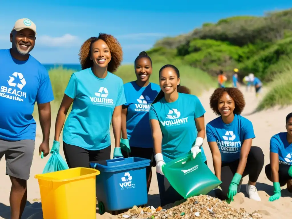 Voluntarios y miembros de la comunidad limpian la playa, promoviendo el turismo sostenible a través de ONGs responsables