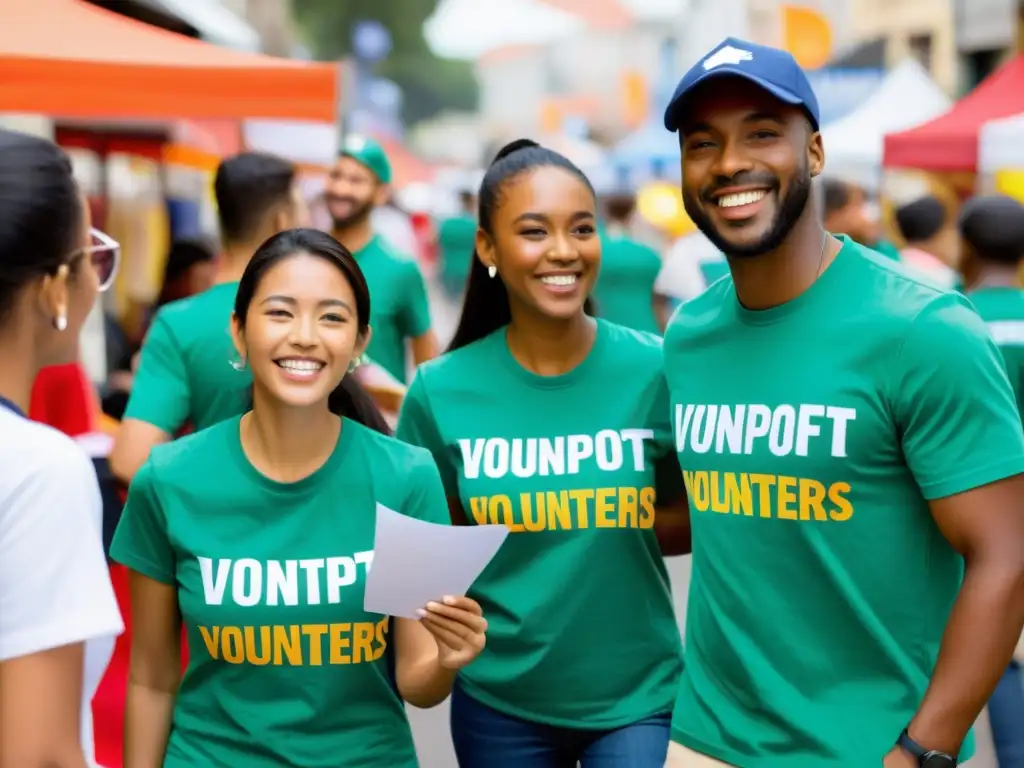 Voluntarios promocionando su ONG en un mercado, mostrando marketing automatizado para ONG con pasión y autenticidad