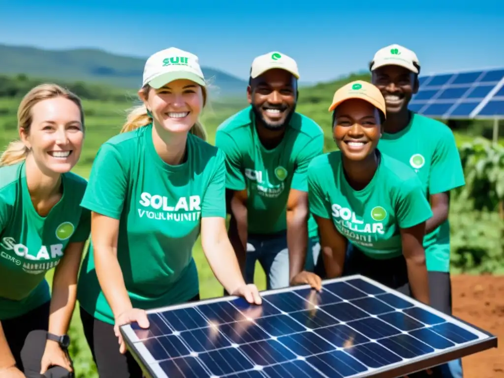 Voluntarios de ONG instalan paneles solares en comunidad rural, uniendo fuerzas con residentes locales