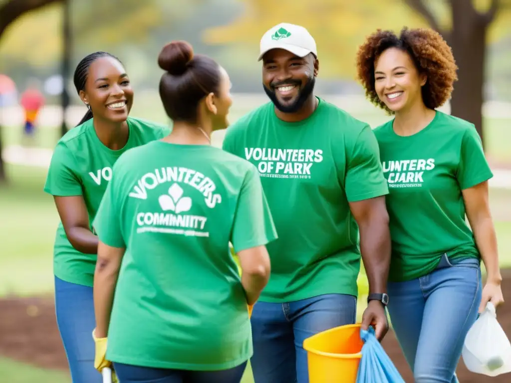 Voluntarios de ONG limpian un parque, creando impacto comunitario con estrategias de contenido digital