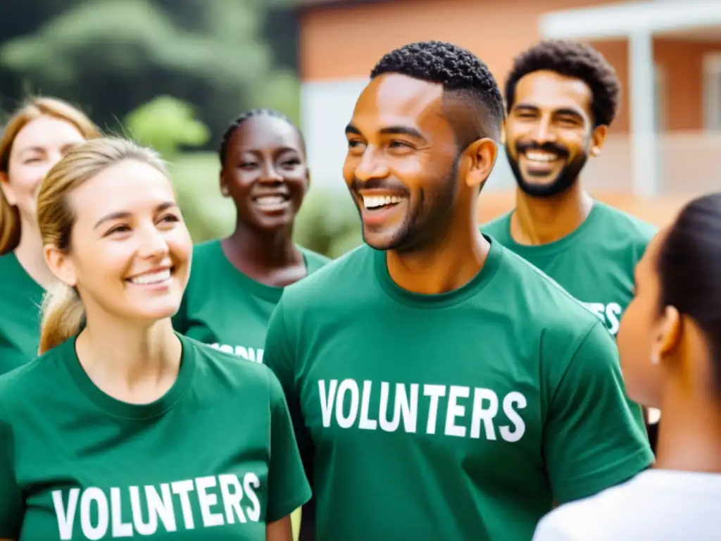 Voluntarios en proyecto comunitario interactúan cálidamente con la comunidad, demostrando comunicación efectiva