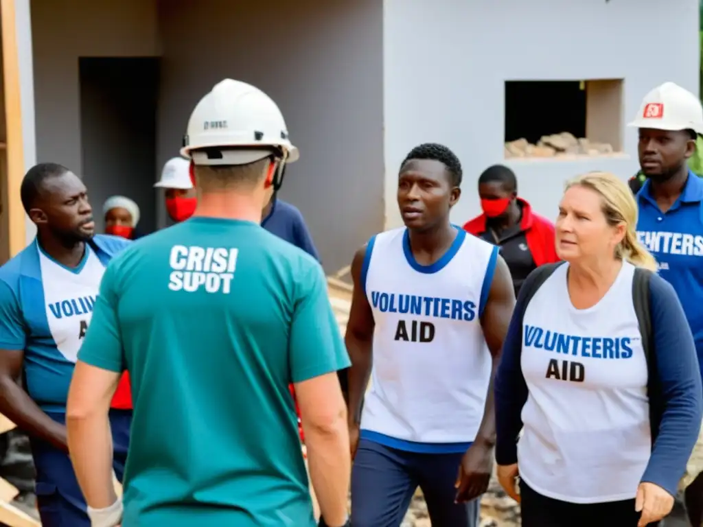 Voluntarios y trabajadores de ONGs brindan apoyo en una comunidad en crisis, mostrando determinación y compasión