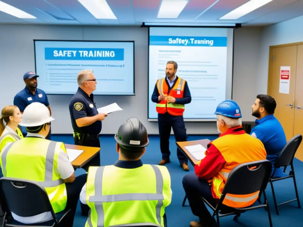 Voluntarios en uniforme reciben entrenamiento en protocolos de prevención de riesgos en una ONG